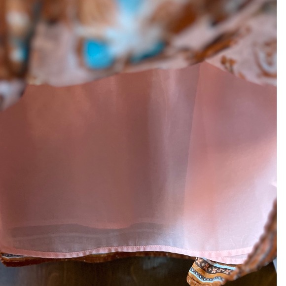 Joie‎ Peach Floral Ruffle Neck Tie Blouse M/M - Picture 5 of 11